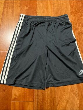 adidas Black Athletic Shorts with White Three-Stripes